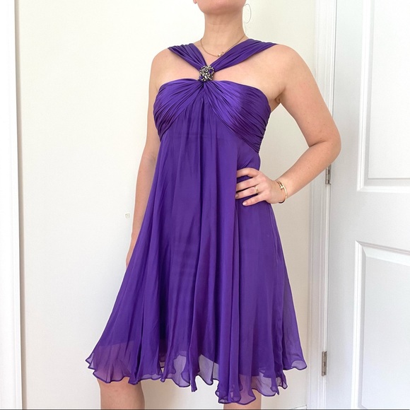 Marc Bouwer Glamit Silk Chiffon Cocktail Dress - Picture 2 of 11